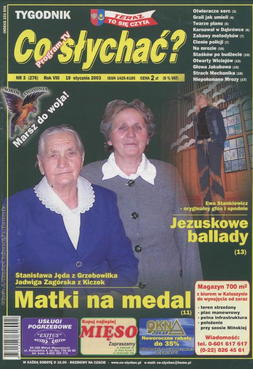 Okładka gazety Co słychać? - nr 3 (276) 2003